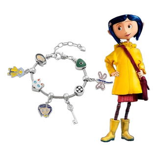 Pulsera Plateada Muñeca Coraline Libelula Gato Llave Boton Pulsera Plateada Muñeca Coraline Libelula Gato Llave Boton
