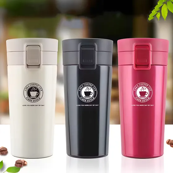 Vaso Térmico Café De 380ml Acero Inoxidable Antiderrame Negro