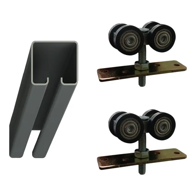 Riel Tipo Roma Nº 168 Hierro 3 Mts + 4 Rueda Nylon 20mm