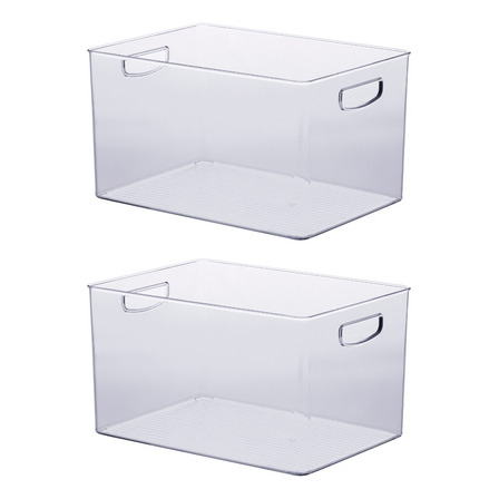 2 Organizador Transparente Com Alça Dispensa 35x25x20cm 1075 2 Organizador Transparente Com Alça Dispensa 35x25x20cm 1075