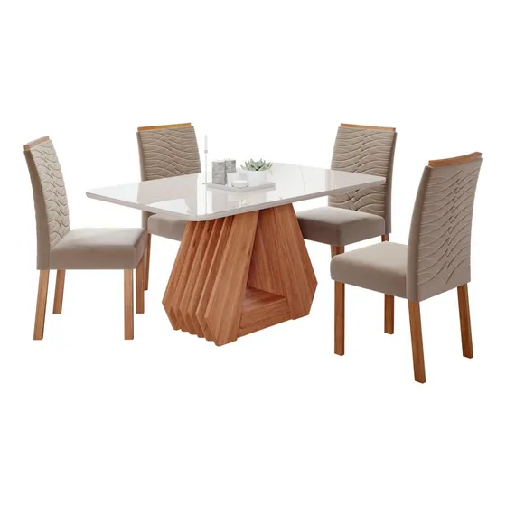 Conjunto Sala De Jantar Com Mesa Agata E 4 Cadeiras Clarice