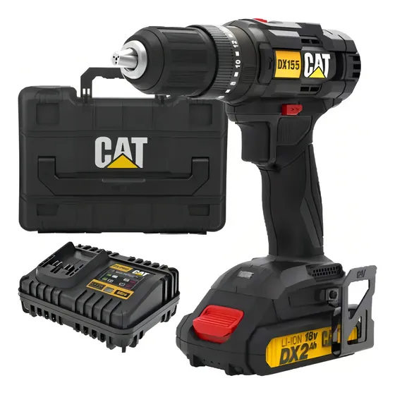 Taladro Atornillador Percutor 13 Mm 18v Dx155 Cat Color Negro