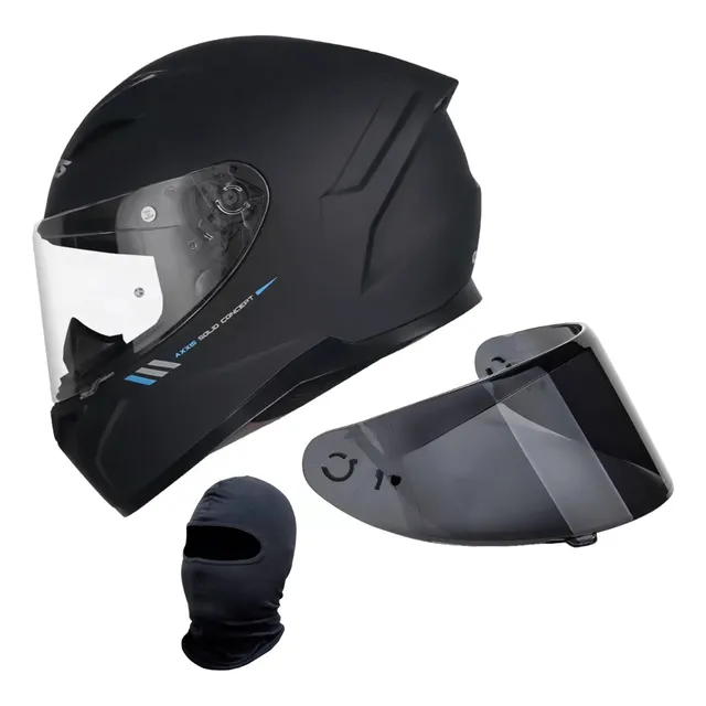 Capacete Axxis Segment Preto Fosco Viseira Extra + Blaclava