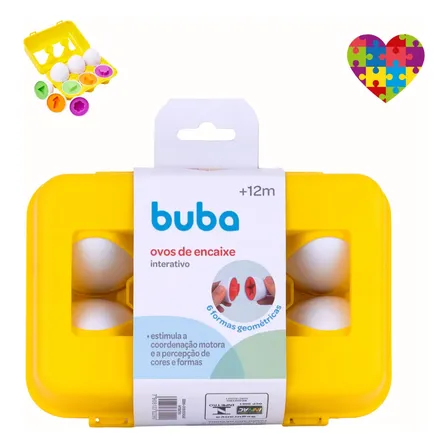 Brinquedo Educativo Buba Ovos De Encaixar E Montar Inclusivo Amarelo