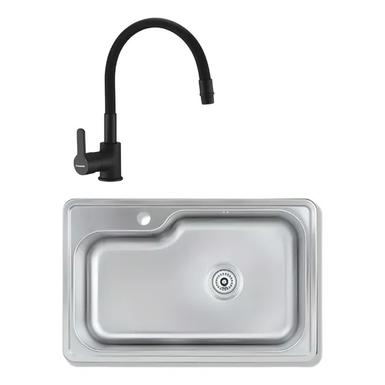 Bacha Mi Pileta Amica 801e + Piazza Emblem 10017ne Color Cromo