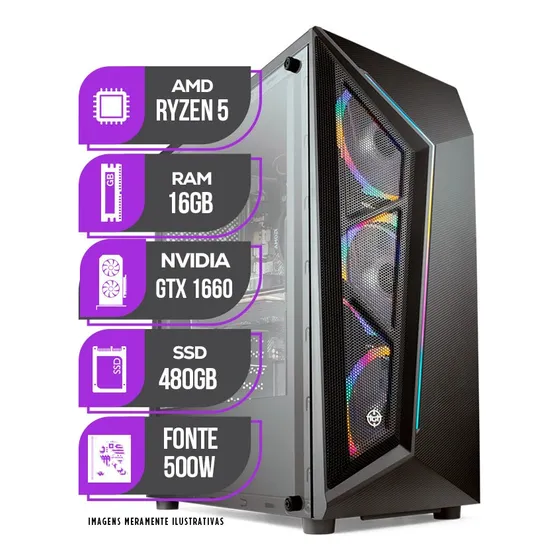 Pc Gamer Mancer, Ryzen 5, Gtx 1660, 16gb Ddr4, Ssd 480