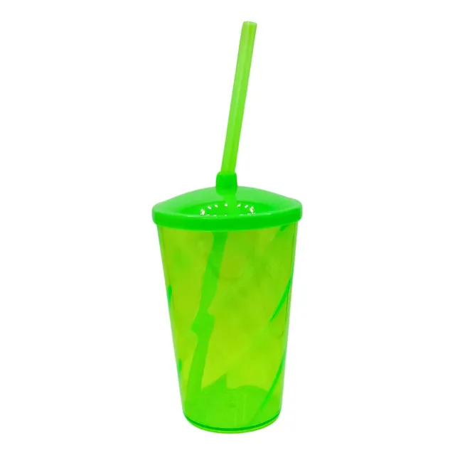 40 Copos Twister 300ml Translucido Com Tampa E Canudo