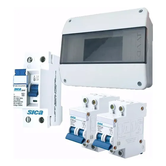 Kit Tablero = Caja + 2 Térmicas + 1 Disyuntor De 40amp Sica