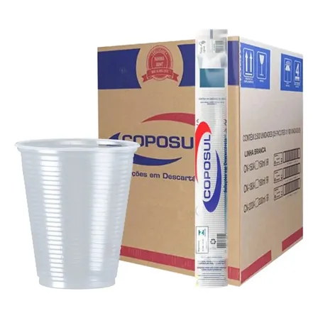 Copo P/ Água Reforçado 180ml Transp Descartável Ps 2500 Uni