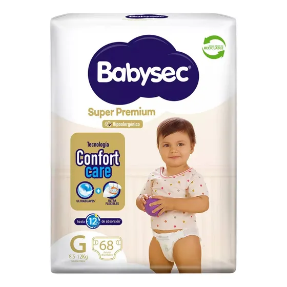 Babysec Pañales Super Premium Confort Care Talla G 68 Unid Grande (g) Niñas