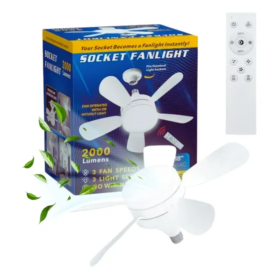Foco E27 Dosyu Con Ventilador Portátil Control Remoto Socket Fan 3 Tonos