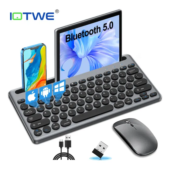 Kits De Teclado Y Ratón Inalámbrico Computadora Recargable Bluetooth Y USB IOS Android Windows Iotwe