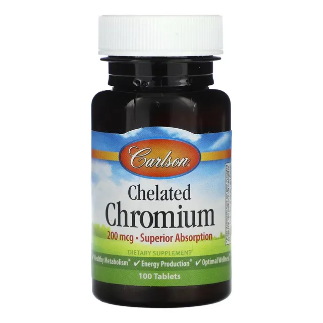 Carlson Labs Cromo Quelado 200 Mcg 100 Tabletas Sabor Sin Sabor