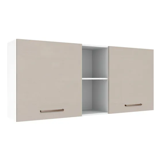 Alacena Gabinete Superior Cocina Agata 2 Puertas 150cm Color Blanco y Crema