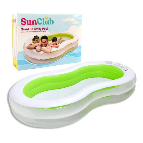 Pileta Inflable Grande 240x140, Forma De 8, Sun Club - 12876 Color Blanco Con Verde