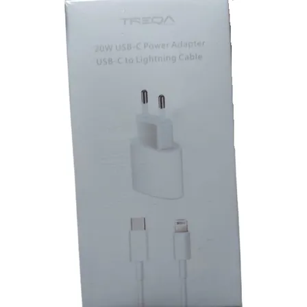 Cargador Carga Rápida Compatible Con iPhone 20w Treqa Caja C Color Blanco