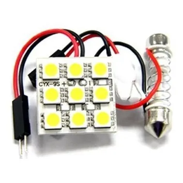 Regleta Luz Domo Techo Placa Universal 9 Led Con 2 Adaptador