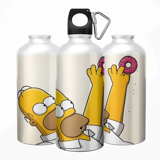 Garrafa Squeeze Os Simpsons Homer Donut 600ml Cor Branca