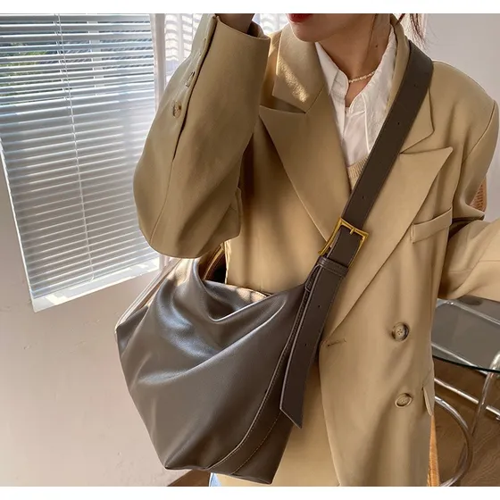 Bolsa Feminina Couro Vintage Pu De Grande Capacidade Cor Café ALWY