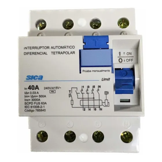 Interruptor diferencial miniatura-para riel din Sica 785840
