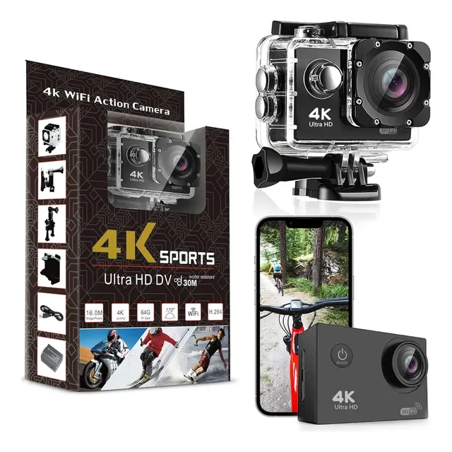 Camara Deportiva Accion 4k Wifi Sumergible 30m + Accesorios