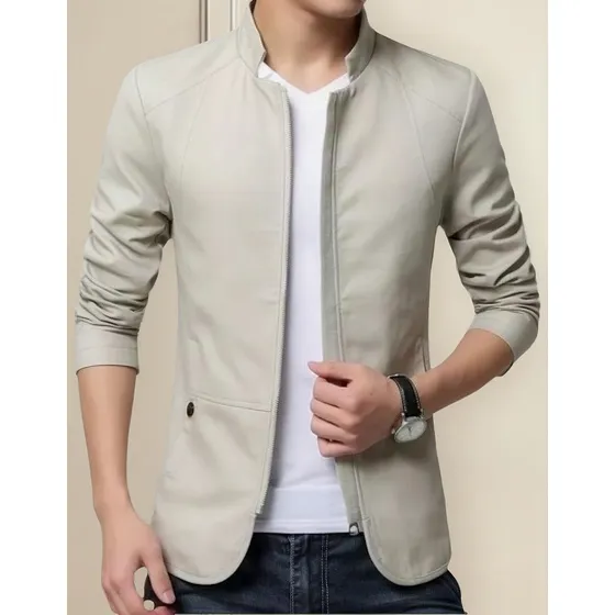 Chamarra Estilo Blazer Casual De Algodón Con Cuello Alto Par