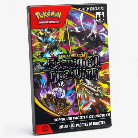 Box Pokemon Escuridao Absoluta 18 Boosters 108 Cartas Me05 Pokemon Me05 Escuridão Absoluta Português