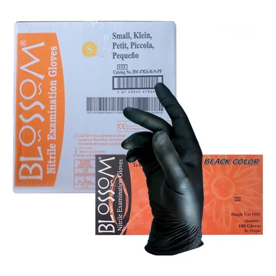 Guantes De Nitrilo Negro Blossom (bulto X 10 Cajas)