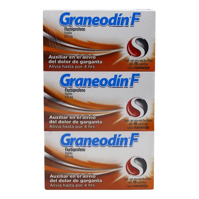 3 Pack Graneodín F Caja 16 Pastillas Sabor Naranja 8.75 Mg