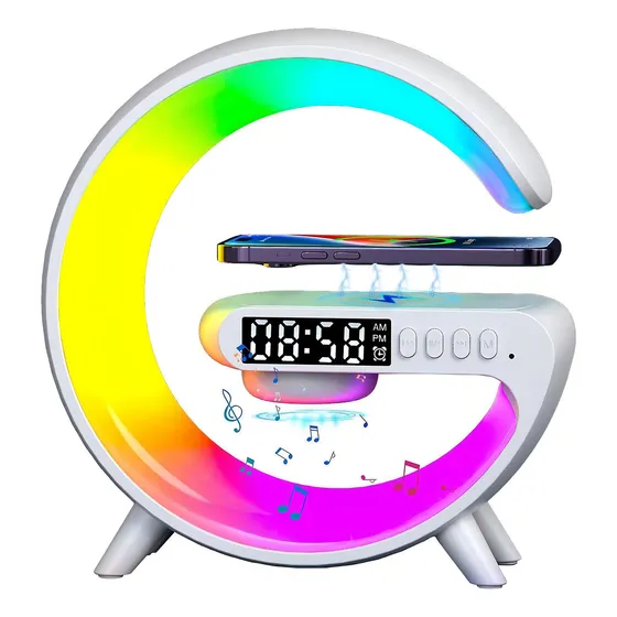 Lampara Veladora Portatil Cargador Qi Parlante Inalambrico ® Color De La Estructura Blanco