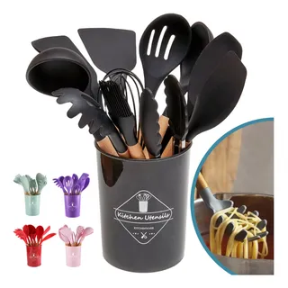 Kit UtensĂlios De Cozinha Jogo 12 UtensĂlios Silicone Concha Kit UtensĂlios De Cozinha Jogo 12 UtensĂlios Silicone Concha