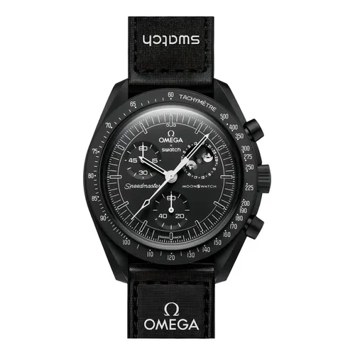 Reloj Omega X Swatch Moonswatch 1965: correa gris, bisel negro