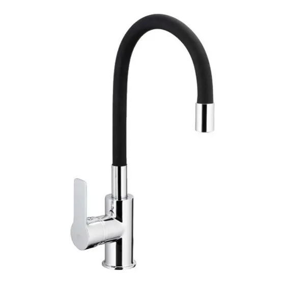 Grifo de cocina monocomando Genérica gr13 negro acabado cromado