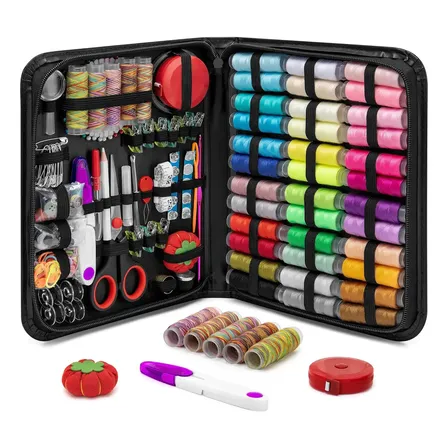 Kit De Costura Linha E Agulha 229 Peças Com Caixa Portátil Linhas Cores