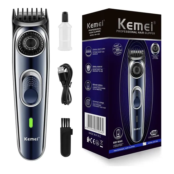 Maquina De Afeitar Cabello Peine Ajustable Kemei Recargable