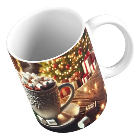 Taza Calidez Navideña De Chocolate Y Bombones