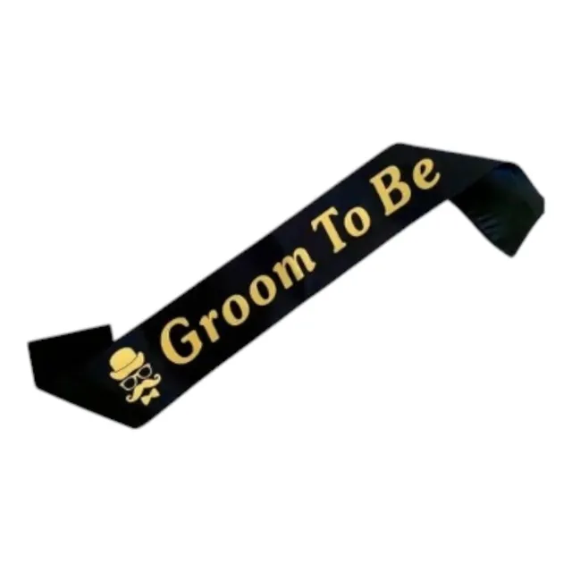 Banda De Groom To Be Negro Con Letras Doradas Despedida X1