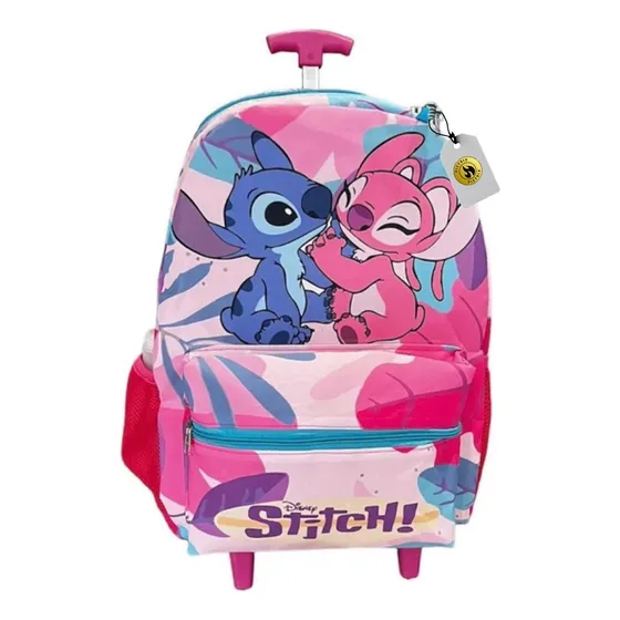 Mochila Lilo Stitch Infantil Feminina Rodinhas Escolar Grand Cor Fúcsia Desenho Do Tecido Lilo & Stitch
