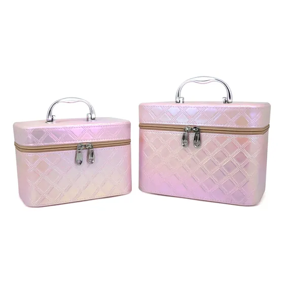 Organizador Con Espejo Set X2 Cuero Pu Alhajero Metalizado