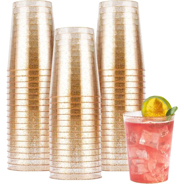 40 Copas De Plástico Reutilizables De Vasos Elegantes 10oz