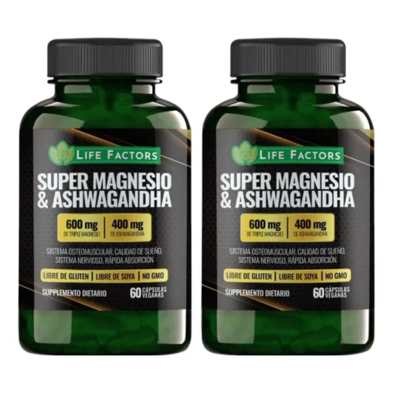 Super Magnesio Citrato Glycinato Malato Disminuye El Cansancio Fatiga Mejora El Sistema Nervioso + Ashwagandha Anti Estrés Y Ansiedad