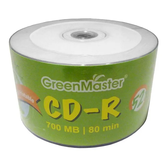 Disco virgen CD-R GreenMaster imprimible de 52x por 50 unidades