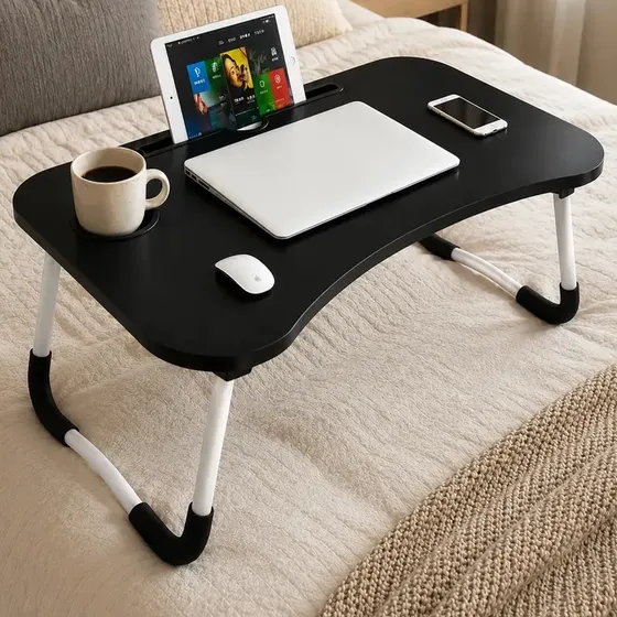 Mesa Para Notebook Dobrável Portátil MDF 60x40cm Home Office Para Cama Sofá Estudo Suporte Refeição