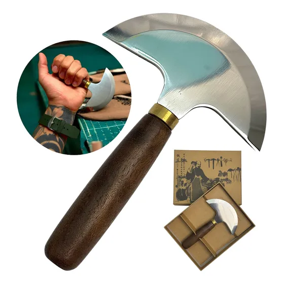 Cuchillo Cuero Media Luna Acero Corte Talabartería Artesanía