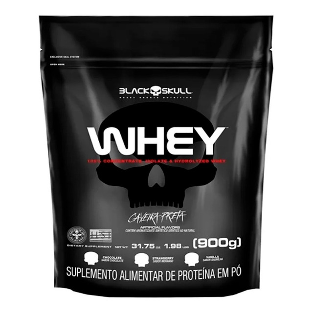 Suplemento Em Pó Black Skull Caveira Preta Whey Proteínas Sabor Morango Suplemento Em Pó Black Skull Caveira Preta Whey Proteínas Sabor Morango