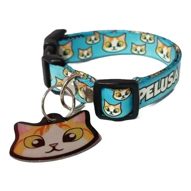 Placa Para Gato Más Collar Alumbra En La Oscuridad Animados 