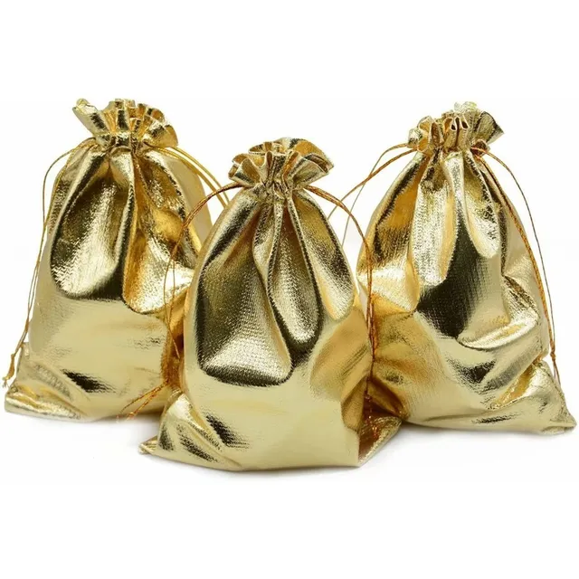 Saco Lamê 9x12 Cm Dourado Saquinho Tecido Metalizado C/100un