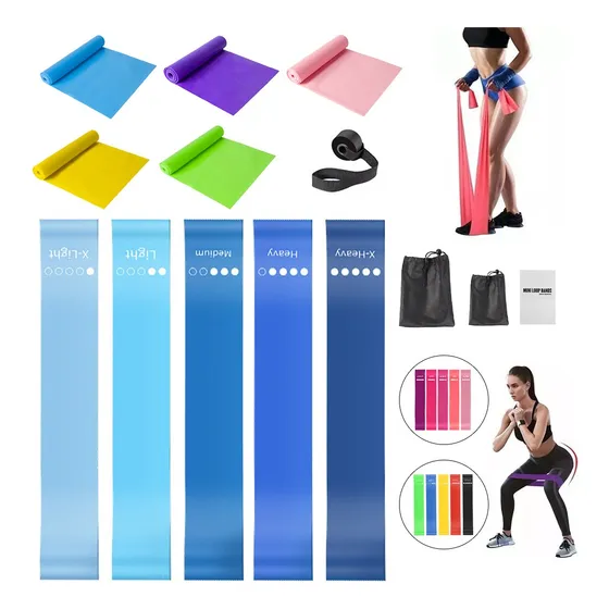 BANNA Bandas elásticas de resistencia para fitness en casa, yoga, pilates, estiramientos, entrenamiento de fuerza y fisioterapia - Juego de bandas elásticas de fitness para hombres y mujeres - Azul