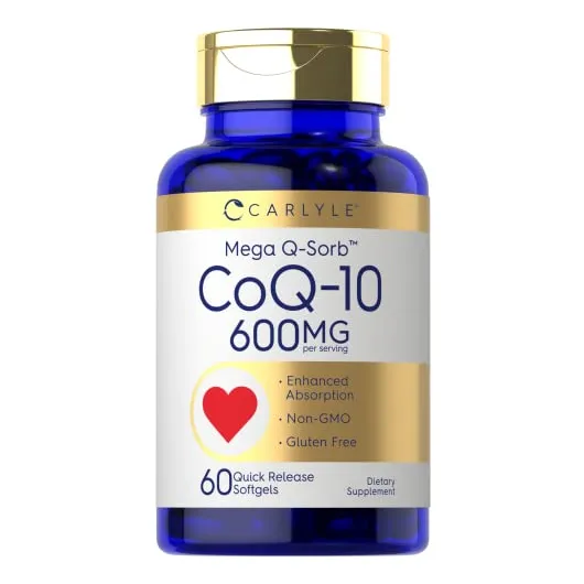 Suplemento Mega Q-sorb de Carlyle CoQ10, 600 mg, 60 cápsulas de gel