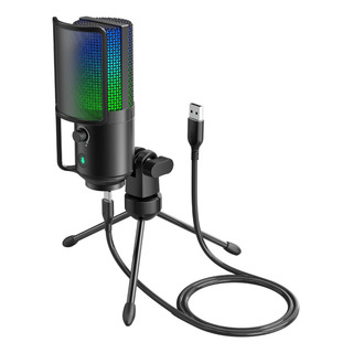 Microfone Fifine K669 Pro2 Usb Condenser Rgb Preto + Nfe Microfone Fifine K669 Pro2 Usb Condenser Rgb Preto + Nfe